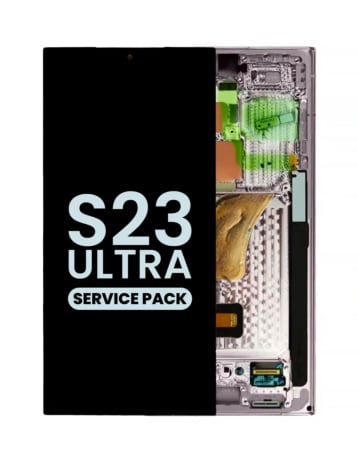 Stock up on the OLED assembly with frame for Galaxy S23 Ultra S918 in lavender. Service pack.