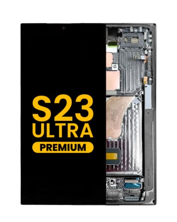 Purchase the OLED assembly with frame for Galaxy S23 Ultra S918 in graphite. Premium quality.