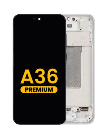 Buy the OLED Assembly with Frame for Galaxy A36 A366 2025 in white, Premium.