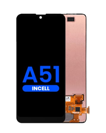 Stock up on the LCD Assembly without Frame for Galaxy A51 4G A515 2019, Aftermarket Incell version without a fingerprint scanner.
