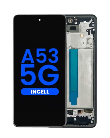 Shop the LCD Assembly with Frame for Galaxy A53 5G, model A536 from 2022, 6.46 inches, without Fingerprint Sensor, in Awesome Black – Aftermarket Incell.