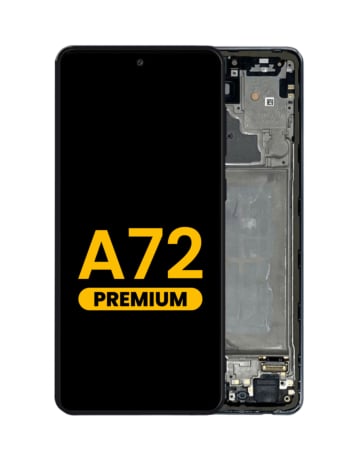 Order the premium Awesome Black OLED assembly with frame for the Galaxy A72 2021 model A725.