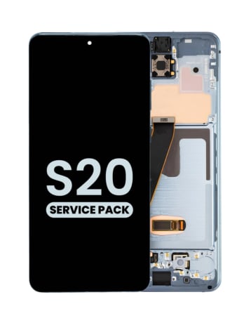 Grab wholesale deals on the OLED assembly with frame for the Galaxy S20 G980 and G981, not compatible with Verizon, in Cloud Blue, Service Pack.