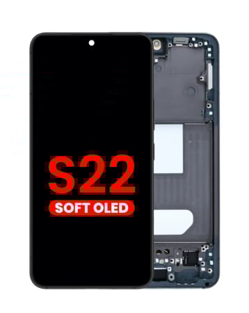 Order the OLED Assembly with Frame for the Galaxy S22 S901 in Phantom Black, Aftermarket OLED.
