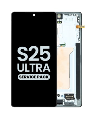 Shop the OLED Assembly with Frame for Galaxy S25 Ultra, model S938, in titanium black, service pack.