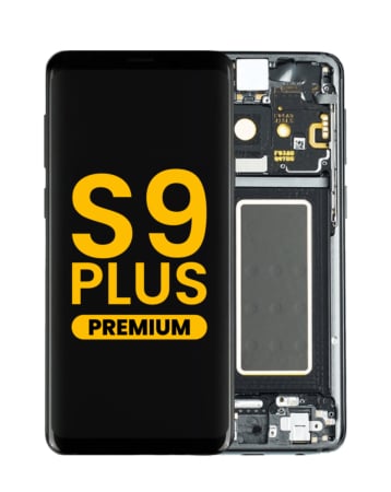 Buy the OLED assembly with frame for Galaxy S9 Plus G965 in Midnight Black, premium.