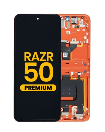 Main OLED Assembly with Frame for Motorola Moto Razr 50 (XT2453 / 2024) (SPRITZ ORANGE) (Premium)