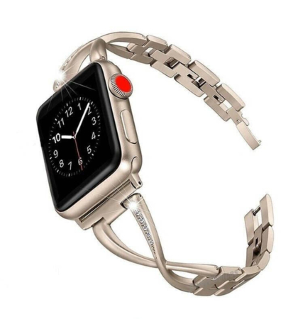 iWatch (42/44/45/49mm) Bling Crystals Metal Bracelet Band Strap - GOLD (Only Ground Shipping)
