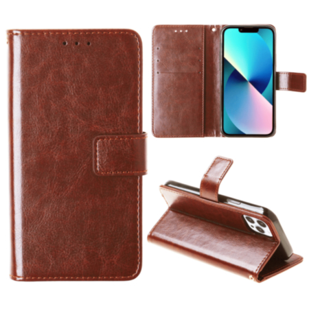 Leather Wallet Case with Card Slot (BROWN) for iPhone 13 Pro Max (Only Ground Shipping)