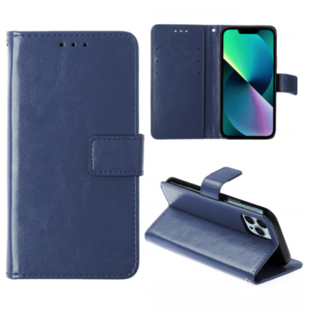 Leather Wallet Case with Card Slot (BLUE) for iPhone 13 Pro Max (Only Ground Shipping)