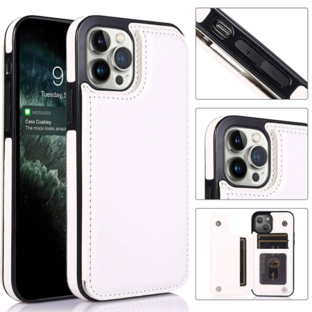 Slim Wallet Case with Credit Card slot - WHITE for iPhone 14 Pro (Only Ground Shipping)