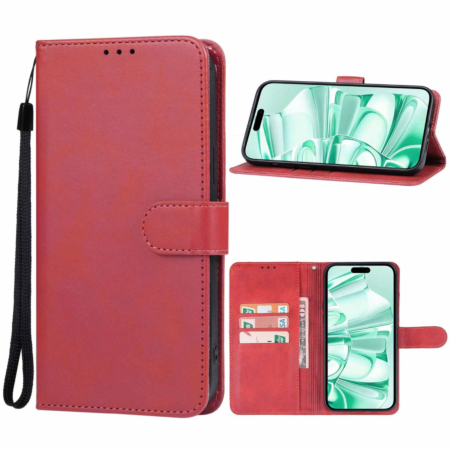 Leather Wallet Case with Card Slot - RED for iPhone 16 (Only Ground Shipping)