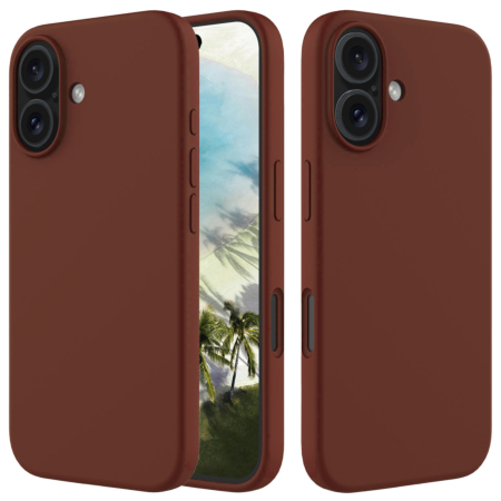 iPhone 16 Soft Solid Silicone Case (Full Buttom Cover) - BROWN (Only Ground Shipping)