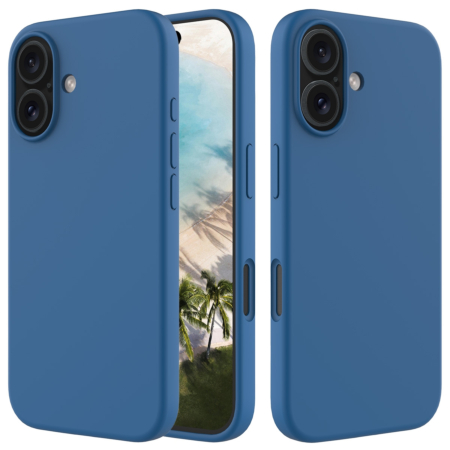 Soft Solid Silicone Case (Full Buttom Cover) - NAVY BLUE for iPhone 16 (Only Ground Shipping)