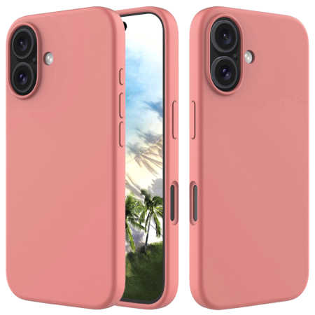 iPhone 16 Soft Solid Silicone Case (Full Buttom Cover) - PINK (Only Ground Shipping)