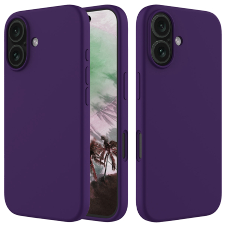 iPhone 16 Soft Solid Silicone Case (Full Buttom Cover) - PURPLE (Only Ground Shipping)