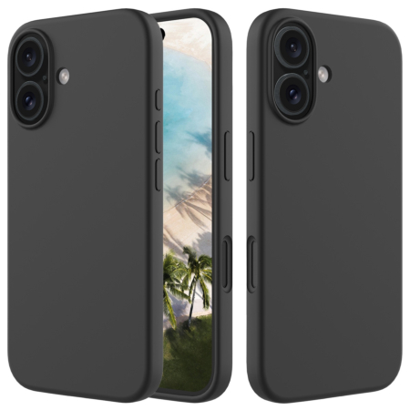 iPhone 16 Plus Soft Solid Silicone Case (Full Buttom Cover) - BLACK (Only Ground Shipping)