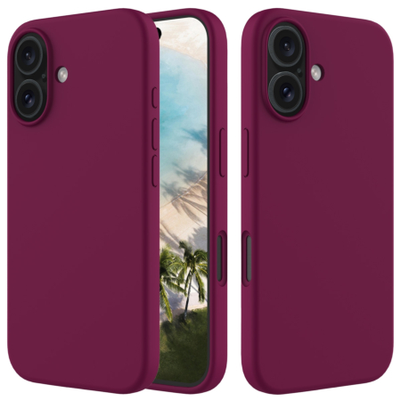 iPhone 16 Plus Soft Solid Silicone Case (Full Buttom Cover) - MAROON (Only Ground Shipping)
