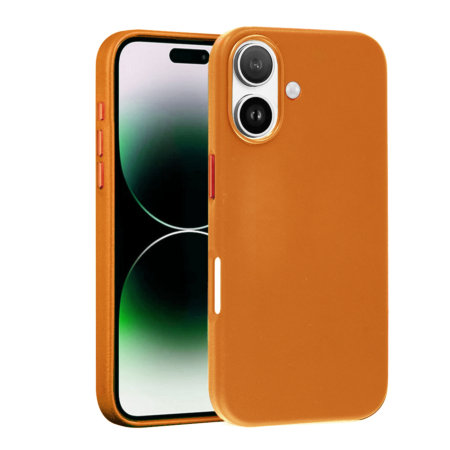 New Leather Case with Wireless Charger - ORANGE for iPhone 16 Plus (Only Ground Shipping)