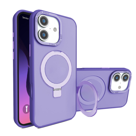 iPhone 16 Plus Carbon Wireless Charging Case with Ring Stand - PURPLE (Only Ground Shipping)