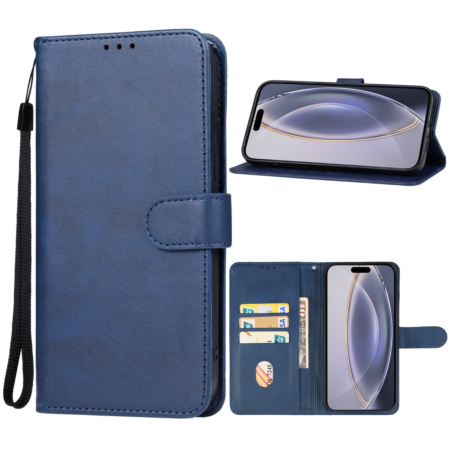 Leather Wallet Case with Card Slot - BLUE for iPhone 16 Pro (Only Ground Shipping)