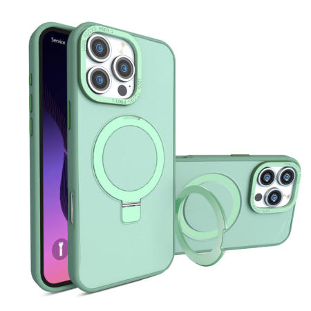 Carbon Wireless Charging Case with Ring Stand - GREEN for iPhone 16 Pro (Only Ground Shipping)