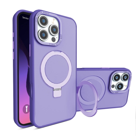 Carbon Wireless Charging Case with Ring Stand - PURPLE for iPhone 16 Pro (Only Ground Shipping)