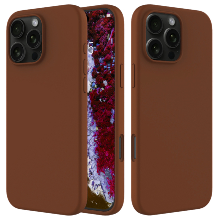 iPhone 16 Pro Soft Solid Silicone Case (Full Buttom Cover) - BROWN (Only Ground Shipping)