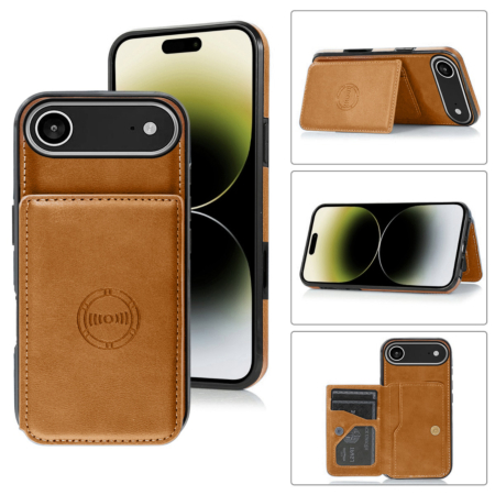 Leather Pocket Wallet Case - ORANGE for iPhone Air (Only Ground Shipping)