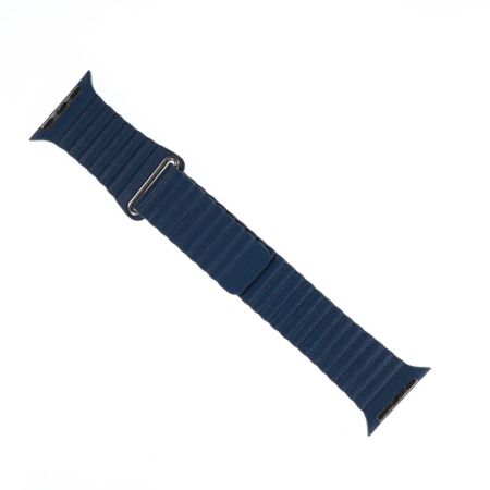 iWatch (42/44/45/49mm) Leather Loop Band with Magnet Closure - NAVY (Only Ground Shipping)