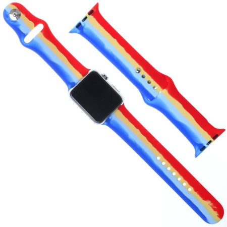 iWatch 40mm Rainbow Silicone Soft Band & Bumper Case with Tempered Glass - 8 (Only Ground Shipping)