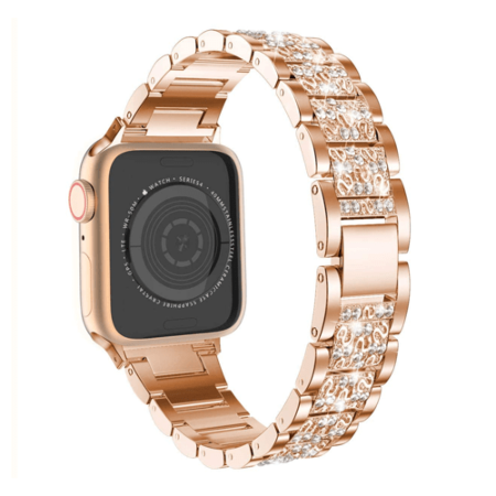 iWatch (38/40/41mm) Diamond Rhinestone Stainless Steel Metal Strap - ROSE GOLD (Only Ground Shipping)