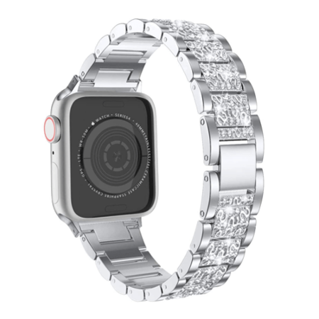 iWatch (42/44/45/49mm) Diamond Rhinestone Stainless Steel Metal Strap - SILVER (Only Ground Shipping)