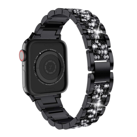 iWatch (38/40/41mm) Diamond Rhinestone Stainless Steel Metal Strap - BLACK (Only Ground Shipping)
