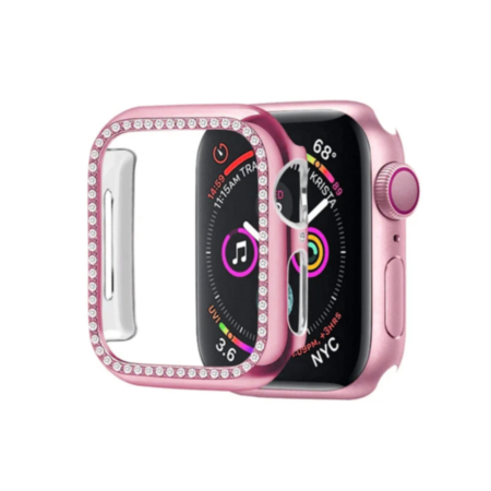 Stone PC Bumper Case with Tempered Glass (PINK) for iWatch 42mm (2024) (Only Ground Shipping)