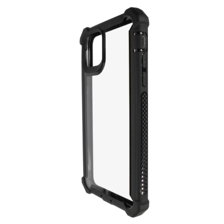 3in1 Hybrid Clear Soft TPU Hard PC Back Cover Case - BLACK for iPhone 12 / 12 Pro (Only Ground Shipping)