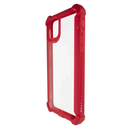 3in1 Hybrid Clear Soft TPU Hard PC Back Cover Case - RED for iPhone 12 / 12 Pro (Only Ground Shipping)