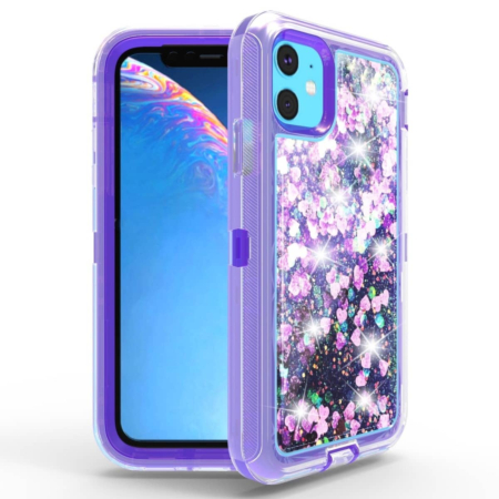 Protective Glitter Liquid Bumper Case - PURPLE for iPhone 12 Pro Max (Only Ground Shipping)
