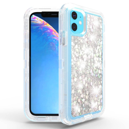 Protective Glitter Liquid Bumper Case - SILVER for iPhone 12 Pro Max (Only Ground Shipping)
