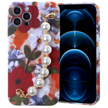 Full Cover Fashion Pearl Bracelet Flowers Design Case - C17 for iPhone 12 Pro Max (Only Ground Shipping)