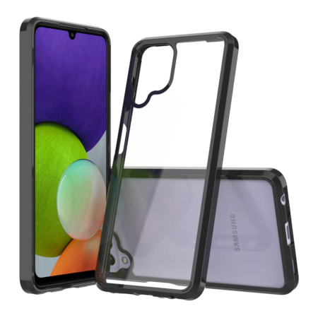 Galaxy A22 4G Hybrid Case with Air Cushion Technology - BLACK (Only Ground Shipping)