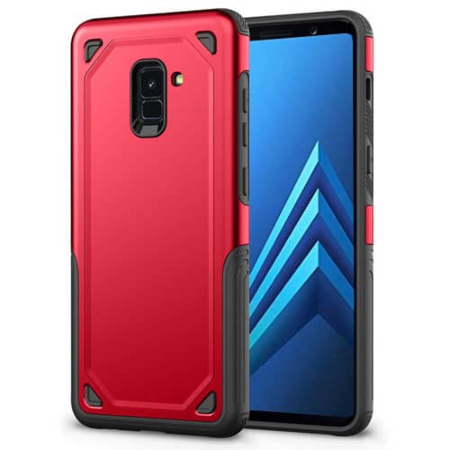 Armor Dual Layer Impact Shockproof Cover -RED for Galaxy A8 Plus 2020 (Only Ground Shipping)