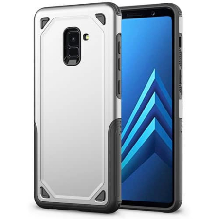 Armor Dual Layer Impact Shockproof Cover-SILVER for Galaxy A8 Plus 2018 (Only Ground Shipping)