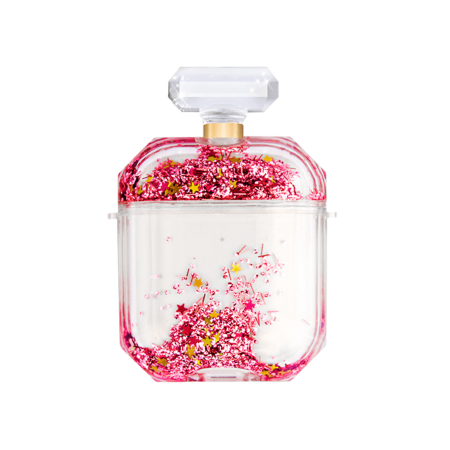 AirPods 1/2 Luxury Glitter Perfume Bottle with Strap Chain - PINK (Only Ground Shipping)