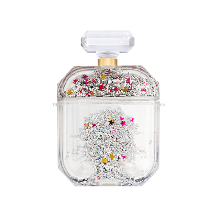AirPods 1/2 Luxury Glitter Perfume Bottle with Strap Chain - SILVER (Only Ground Shipping)