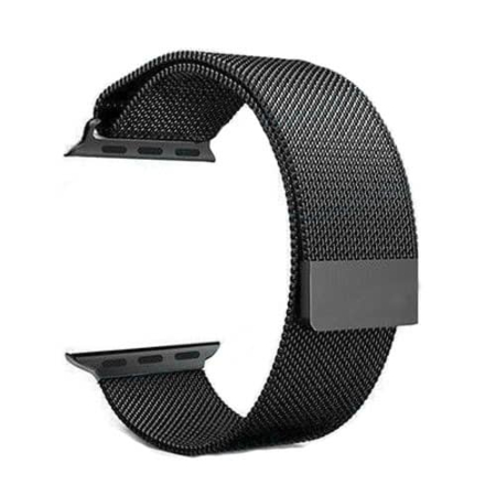 iWatch (42/44/45/49mm) Milanese Stainless Steel Band - BLACK (Only Ground Shipping)