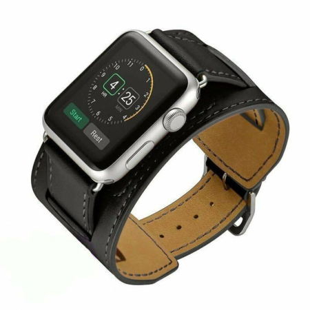 iWatch (38/40/41mm) Leather Bracelet - BLACK (Only Ground Shipping)