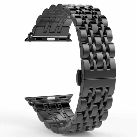 iWatch (38/40/41mm) Butterfly Buckle Stainless Steel Wrist Band - BLACK (Only Ground Shipping)