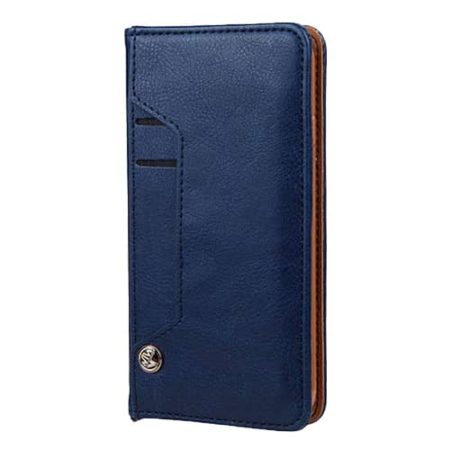 Galaxy A20E Luxury Leather Wallet Case with Credit Card Slot-DARK BLUE (Only Ground Shipping)
