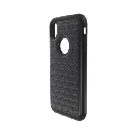 Diamond Rhinestone Dual Layer Hybrid Case - BLACK for iPhone XR (Only Ground Shipping)